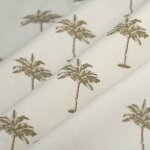 Tissu serg� petit palmier �cru - mt - mondial tissus