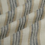 Tissu toile coton polyester rayures fondues bleu beige - mondial tissus