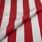 Tissu toile transat anti - uv ray� blanc et rouge 44cm - mondial tissus