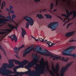 Tissu toile viscose fleurs anciennes prune - mt - mondial tissus