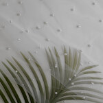 Tissu tulle blanc avec perles - mondial tissus