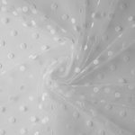 Tissu tulle floqu� gros pois blanc double face fait en france - mondial tissus