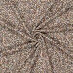 Tissu velours c�tel� extensible mini floral brun - mondial tissus