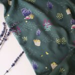 Tissu viscose imprim paniers vert kaki - lise tailor - mondial tissus