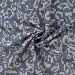 Tissu viscose l�opard fleuri bleu jean - mondial tissus
