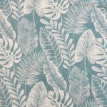 Tissu voilage �tamine bleu motifs feuilles xxl 300cm - mondial tissus