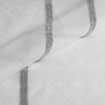 Tissu voilage translucide blanc  rayures fil chenille grises - mondial tissus