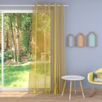 Tissu voilage bali jaune plomb� � rayures - 300cm - mondial tissus