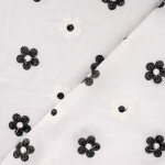 Tissu voile coton brod� petite fleur blanc et noir - mondial tissus