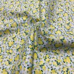 Tissu voile de coton doux balnc bouquet fleuri anglais jaune - mondial tissus