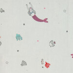 Tissu voile de coton �cru motifs sir�nes - mondial tissus