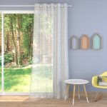 Tissu voile �tamine blanc brod� feuille - 290cm - mondial tissus