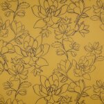 Tissu voile mousse moutarde motif grandes fleurs noires 300cm - linder - mondial tissus
