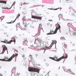 Toile coton 57 fils imprim chaussures  talon fuchsia - mondial tissus
