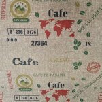 Toile effet jute motifs caf� panama vert rouge - mondial tissus