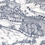 Toile de jouy imprime versailles marine - mondial tissus