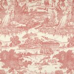 Toile de jouy imprime versailles rouge - mondial tissus