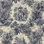 Toile de jouy lin imp tropical marine - mondial tissus