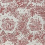 Toile de jouy lin imp tropical rose - mondial tissus