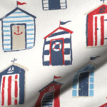 Toile semi panama �crue cabanes de bord de mer - mondial tissus