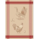 Torchon jacquard plumages 50 x 70 cm lin rouge - mondial tissus