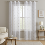 Voilage blanc motif argent s�te 140x240cm - mondial tissus