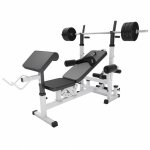 Banc de musculation complet avec haltres, barres et poids blanc / 40 kg gorilla sports