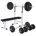 Banc de musculation pliable avec haltres et barres 100 kg blanc gorilla sports