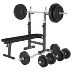 Banc de musculation pliable avec halt�res et barres 100 kg noir gorilla sports