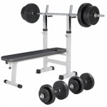 Banc de musculation pliable avec haltres et barres 38 / 70 kg blanc / 70 kg gorilla sports