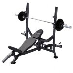 Banc de musculation pro avec support et barre d halt�res olympia 60 kg maxxus