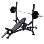 Banc de musculation pro avec support et barre d halt�res olympia 90 kg maxxus
