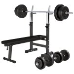 Banc de musculation avec set d'haltres longs 70 kg gorilla sports