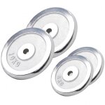 Disques de musculation en fonte chrom�s 30 / 31 mm set 30kg (2x5 2x10kg) gorilla sports