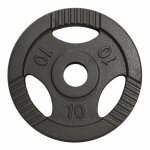 Disque musculation fonte 30 / 31 mm ou 50 / 51 mm avec poign�es argent / 50 mm / 10 kg gorilla sports ...