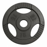 Disque musculation fonte 30 / 31 mm ou 50 / 51 mm avec poignes argent / 50 mm / 15 kg gorilla sports ...