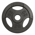 Disque musculation fonte 30 / 31 mm ou 50 / 51 mm avec poignes argent / 50 mm / 20 kg gorilla sports ...