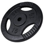Disque musculation fonte 30 / 31 mm ou 50 / 51 mm avec poignes noir / 30mm / 15 kg gorilla sports