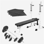 Set complet d'haltres 100 kg avec banc de musculation et tapis de protection du sol blanc gorilla sports ...