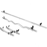 Set d'haltres avec barre longue, barre curl sz, deux barres courtes et stop - disques verrouillage par ...