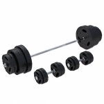 Set de barres d'halt�re avec disques de poids ensemble complet 130 kg gorilla sports