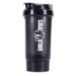 Shaker  protines 500 ml avec compartiment  poudre noir gorilla sports