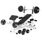 Stations de musculation universelle avec set d'haltres en plastique 100 kg blanc gorilla sports