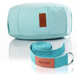 Yoga set - coussin de mditation et sangle de yoga bleu clair gorilla sports