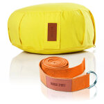 Yoga set - coussin de mditation et sangle de yoga jaune / orange gorilla sports