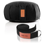 Yoga set - coussin de mditation et sangle de yoga noir gorilla sports