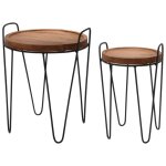 Ambiance ensemble de 2 tables d'appoint rondes teck Ambiance ensemble de 2 tables d'appoint rondes teck
