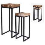 Ambiance ensemble de 2 tables d'appoint teck