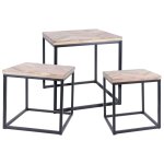 Ambiance ensemble de tables d'appoint 3 pcs teck Ambiance ensemble de tables d'appoint 3 pcs teck