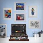Artist kit de peinture avec bote en bois 112 pcs